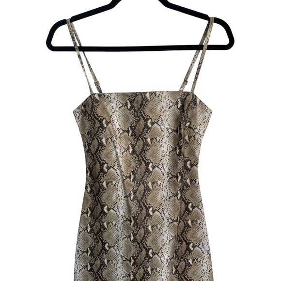 Tiger Mist XS Snakeskin Print Mini Dress Faux Leather Spaghetti Straps - Picture 5 of 12